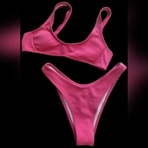 Barbie-vibes Textured Bikini Set